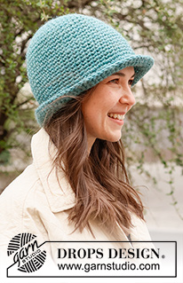 Forest Shade Hat / DROPS 234-16 - Crocheted hat in DROPS Snow. The piece is worked top down in double crochets. Sizes S - L.