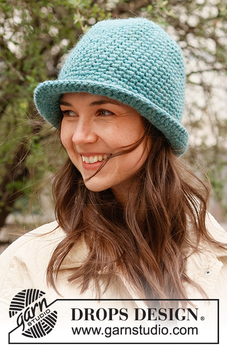 Forest Shade Hat / DROPS 234-16 - Crocheted hat in DROPS Snow. The piece is worked top down in double crochets. Sizes S - L.