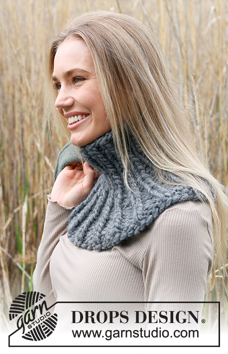 Polar Night Neck Warmer / DROPS 234-33 - Knitted neck-warmer in DROPS Polaris. The piece is worked top down with rib.