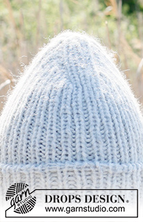 Winter Crown / DROPS 234-42 - Bonnet hipster / bonnet tricoté de haut en bas avec côtes et revers, avec 1 fil DROPS Wish ou 2 fils DROPS Air.