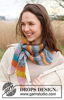 Autumn Fair Wrap / DROPS 234-48 - Knitted shawl in DROPS Fabel. The piece is worked sideways in garter stitch.