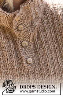 Autumn Scent / DROPS 234-53 - Gola com peitilho tricotado de baixo para cima, em DROPS Soft Tweed e DROPS Kid-Silk.