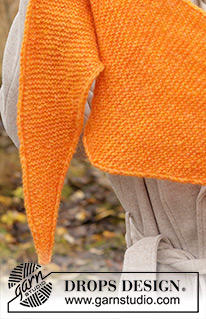 Cantaloupe Shawl / DROPS 234-79 - Châle tricoté au point mousse, dans le sens de la longueur, en DROPS Air.
