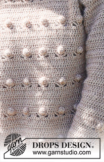 Coconut Grove / DROPS 235-15 - Crocheted sweater in DROPS Alpaca and DROPS Kid-Silk. The piece is worked bottom up, with bobble-pattern. Sizes XS - XXL.