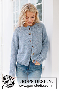 Foggy Autumn Cardigan / DROPS 236-33 - Knitted jacket in DROPS Air. The piece is worked top down, with raglan and double bands. Sizes S - XXXL.