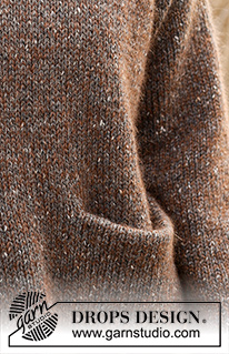 Autumn Woods / DROPS 236-8 - Neulottu pitkä pusero DROPS Soft Tweed- ja DROPS Kid-Silk -langoista. Työssä on sileää neuletta ja taskut. Koot XS - XXL.