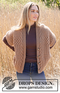 Cracked Walnuts Vest / DROPS 237-10 - Knitted vest in DROPS Kid-Silk and DROPS Puna / DROPS Merino Extra Fine. Piece is knitted bottom up with textured pattern, ridges, cables and rib. Size XS – XXL.