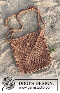Treasure Hunting / DROPS 238-10 - Saco tricotado em DROPS Paris ou DROPS Bomull-Lin. Tricota-se em redondo, e é composto por 2 quadrados em ponto jarreteira.