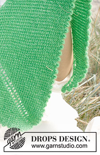 Lime Zinger / DROPS 238-16 - Châle tricoté en DROPS Air. Se tricote de haut en bas au point mousse, avec bordure picot.