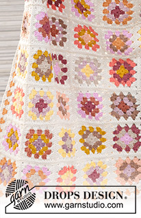Country Quilt / DROPS 238-3 - Crocheted blanket with granny squares in DROPS Paris