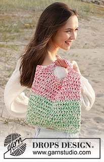 Sweet Melon Bag / DROPS 238-8 - Crocheted blanket with granny squares in DROPS Paris.