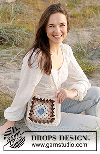 Campus Crossbody Bag / DROPS 238-9 - Crocheted bag in DROPS Paris. The piece is worked in squares.