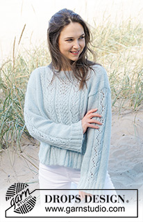 Restful River / DROPS 239-2 - Knitted sweater in DROPS Air. Piece is knitted bottom up with lace pattern Size: S - XXXL.
