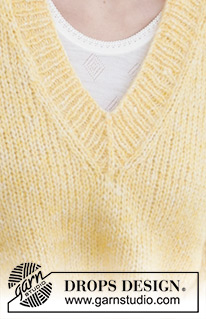 Free to Be / DROPS 240-17 - Sweter na drutach, przerabiany od dołu do góry, z dekoltem V, z włóczki DROPS Air. Od S do XXXL.