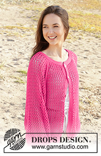 Feel the Beat Cardigan / DROPS 240-25 - Knitted jacket in DROPS Cotton Light. The piece is worked top down with raglan and lace pattern. Sizes XS - XXL.