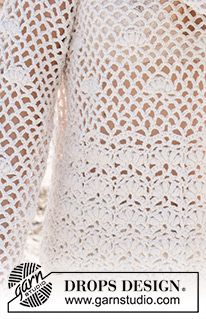 Shell Seeker Sweater / DROPS 240-3 - Hæklet bluse i DROPS Belle. Arbejdet hækles nedefra og op med hulmønster og bobler. Størrelse S - XXXL.