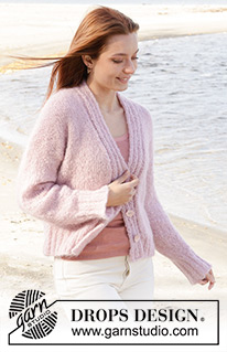 Climbing Rose Cardigan / DROPS 240-6 - Knitted jacket in DROPS Melody. Piece is knitted bottom up with stocking stitch and V-neck. Size XS – XXL.