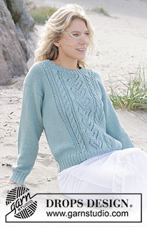 Celtic Harmony / DROPS 241-17 - Knitted jumper in DROPS Merino Extra Fine or DROPS Cotton Merino. Piece is knitted bottom up with cables and lace pattern. Size: S - XXXL