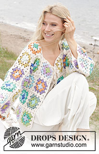 Garden Squares Cardigan / DROPS 241-27 - Crocheted jacket in DROPS Paris. The piece is worked in squares. Sizes S - XXXL.
