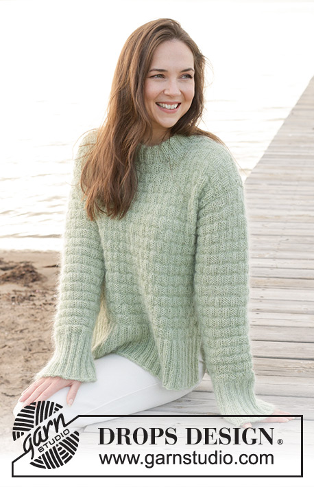Scottish Thistle Sweater / DROPS 241-6 - Knitted jumper in DROPS Alpaca and DROPS Kid-Silk. Piece is knitted bottom up with relief pattern and sewn-in sleeves. Size XS – XXL.