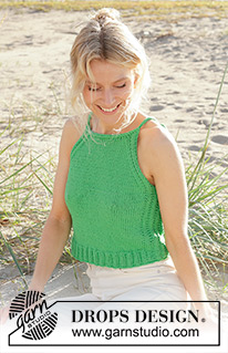 Miss Gardener / DROPS 241-8 - Knitted top/crop-top in DROPS Paris. The piece is worked bottom up in stockinette stitch, with I-cord edges. Sizes S - XXXL.
