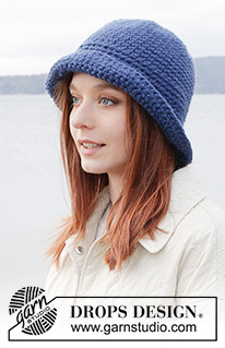 Cosy Mariner Hat / DROPS 242-13 - Crocheted hat in DROPS Andes. The piece is worked in the round, top down with single crochets.