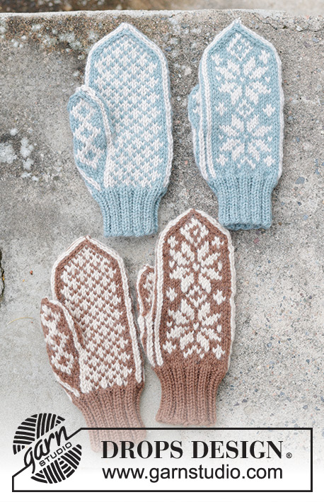 Snow Flake Mittens / DROPS 242-16 - Rękawiczki na drutach, z włóczki DROPS Nepal. Z żakardem norweskim.