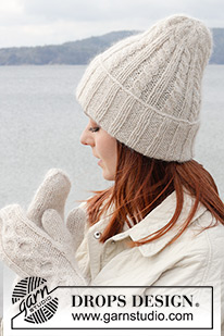 Snow Bright Hat / DROPS 242-36 - Gorro tricotado com canelado e torcidos em DROPS Soft tweed e DROPS Kid-Silk.