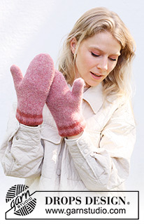 Snowslide Mittens / DROPS 242-49 - Plstěné rukavice – palčáky pletené z příze DROPS Lima.