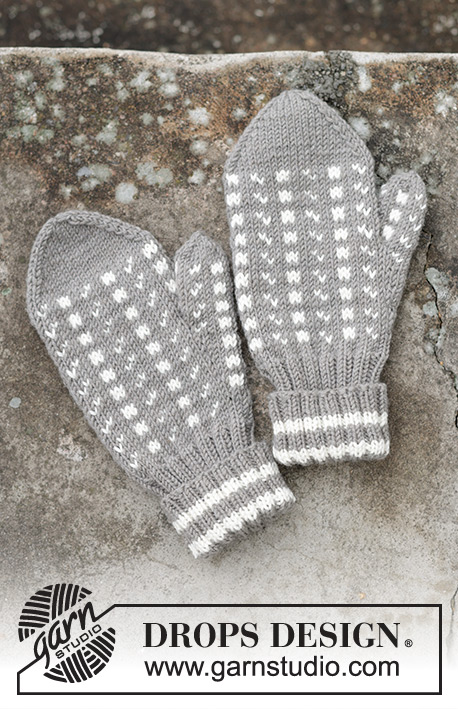 Winter Twilight Mittens / DROPS 242-64 - Mitenes tricotadas com jacquard norueguês, em DROPS Merino Extra Fine.