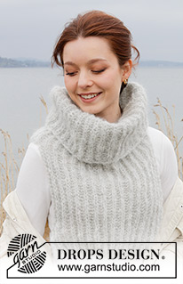 Autumn Winds Neck Warmer / DROPS 242-9 - Knitted neck warmer in DROPS Melody. The piece is worked bottom up with English rib.