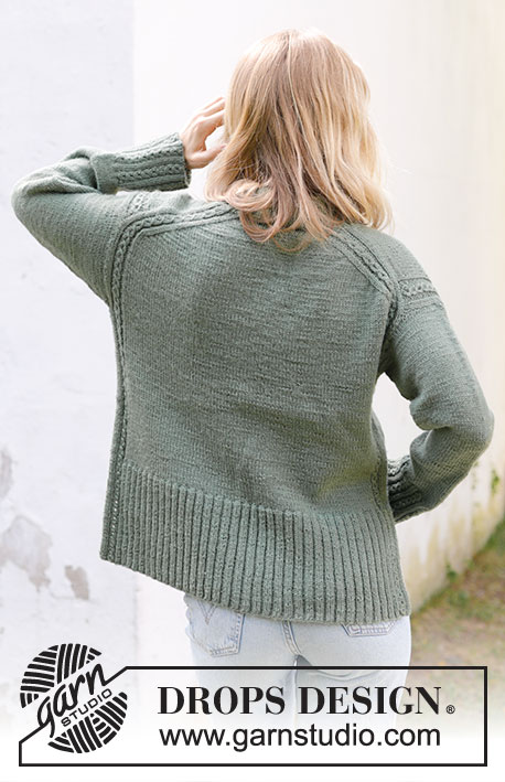 Forest Mystery / DROPS 243-11 - Knitted jumper in DROPS Lima. The piece is worked top down with European/diagonal shoulders, lace pattern and split in sides. Sizes S - XXXL.