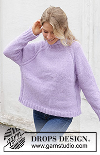 Winter Iris Sweater / DROPS 243-12 - Knitted sweater in DROPS Air. The piece is worked top down with raglan and high, double neck. Sizes XS - XXL.