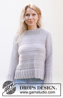Lavender Romance Sweater / DROPS 243-15 - Pull tricoté de bas en haut en DROPS Alpaca et DROPS Kid-Silk. Se tricote avec point mousse et point fantaisie relief. Du S au XXXL.