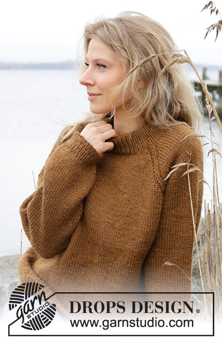 Ginger Dream / DROPS 244-22 - Knitted jumper in DROPS Alaska. The piece is worked top down in stocking stitch with raglan and high neck. Sizes S - XXXL.