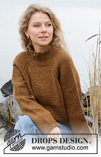 Ginger Dream / DROPS 244-22 - Knitted sweater in DROPS Alaska. The piece is worked top down in stockinette stitch with raglan and high neck. Sizes S - XXXL.