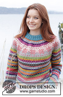 December Carnival / DROPS 245-5 - Knitted jumper in DROPS Karisma. The piece is worked top down with round yoke, Nordic pattern and double neck. Sizes XS - XXL.