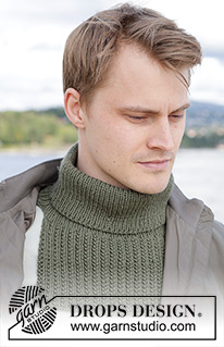 Trailhead Neck Warmer / DROPS 246-15 - Plastron tricoté pour homme en DROPS Merino Extra Fine. Se tricote de haut en bas, avec point texturé.