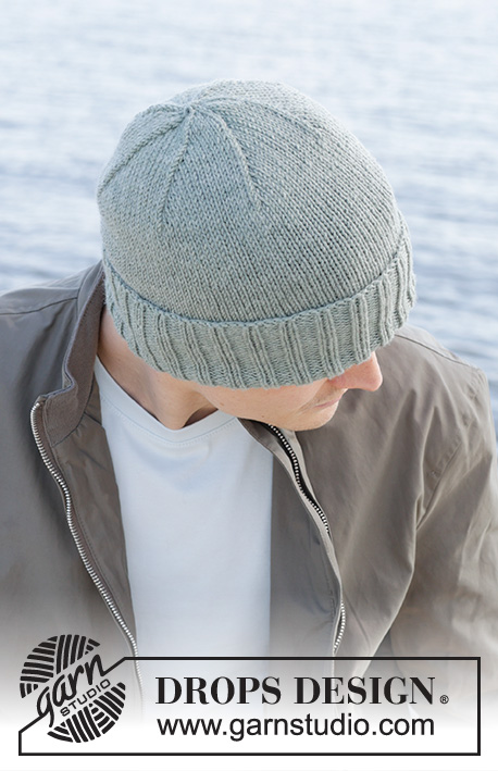 Leknes Hat / DROPS 246-32 - Gorro tricotado para homem em DROPS Merino Extra Fine. Do M ao XL