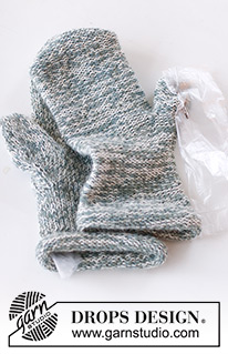 Winter Mint Mittens / DROPS 246-45 - Knitted and felted mittens for men in 2 strands DROPS Alpaca.