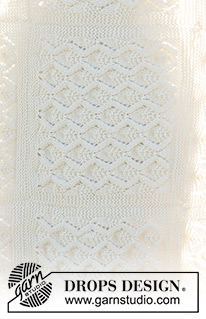 Spring Slalom / DROPS 247-1 - Manta tricotada em DROPS Lima ou DROPS Daisy É composta por quadrados tricotados em idas e voltas, em ponto rendado.