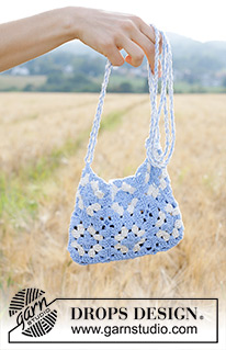 Seaside Daisy Bag / DROPS 247-10 - Crocheted bag with granny squares in DROPS Cotton Light.