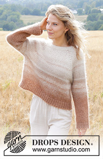 Falling Sand / DROPS 249-1 - Knitted sweater in 4 strands DROPS Kid-Silk. The piece is worked top down with raglan and stripes. Sizes S - XXXL.
