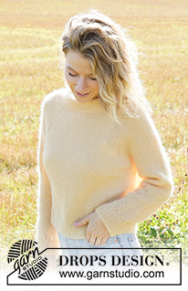 Lemon Glaze / DROPS 249-28 - Knitted sweater in 3 strands DROPS Kid-Silk. The piece is worked top down with stockinette stitch, double neck and raglan. Sizes S - XXXL.
