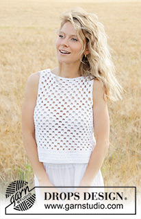 Checkmate Summer / DROPS 249-29 - Crocheted top in DROPS Paris. Piece is crocheted bottom up with vents in the sides. Size XS – XXXL.