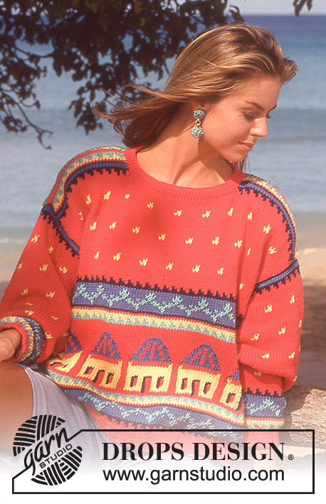 Summer House / DROPS 29-9 - DROPS jumper with house pattern in “Paris”. 