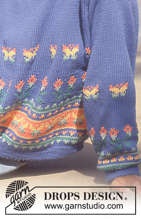 Butterfly Sky / DROPS 30-14 - DROPS sweater with butterflies and pattern borders in “Muskat”. Size S – L.