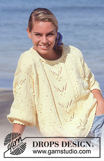 Lemon Sunshine / DROPS 30-16 - Pull  tricoté avec ajouré en DROPS Muskat Soft ou DROPS Cotton Light. Taille M.