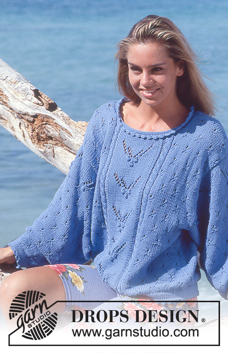 Lemon Sunshine / DROPS 30-16 - Knitted jumper with lace pattern in  DROPS Muskat or DROPS Cotton Light. Size M.
