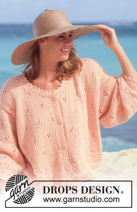 Beach Glow Cardigan / DROPS 30-8 - Ażurowy sweter na drutach, z włóczki DROPS Paris. Od S do L.